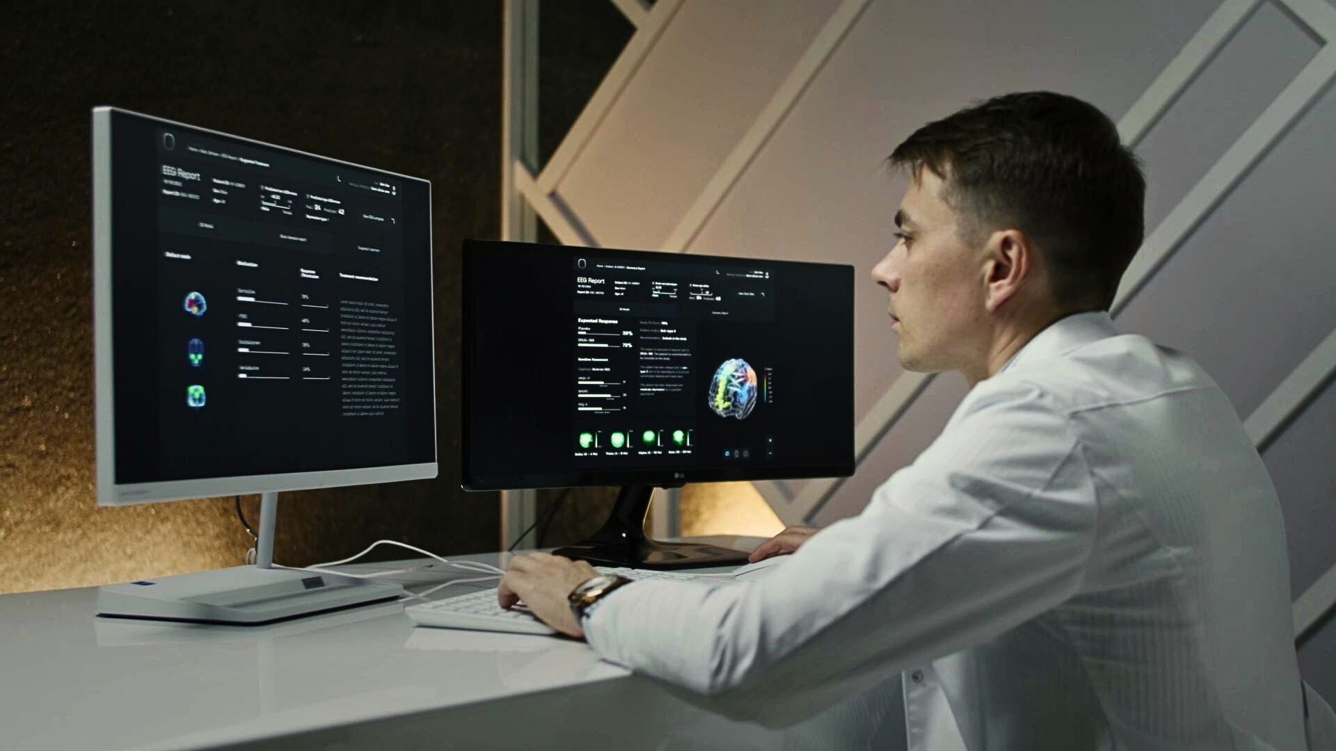 A data scientist analyzing EEG data for our precision psychiatry software platform